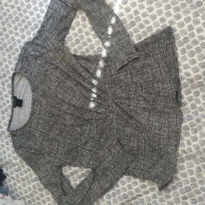 Ann Taylor Black and White Textured Blouse